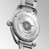 longines spirit 40mm silver dial automatic gents watch case back view