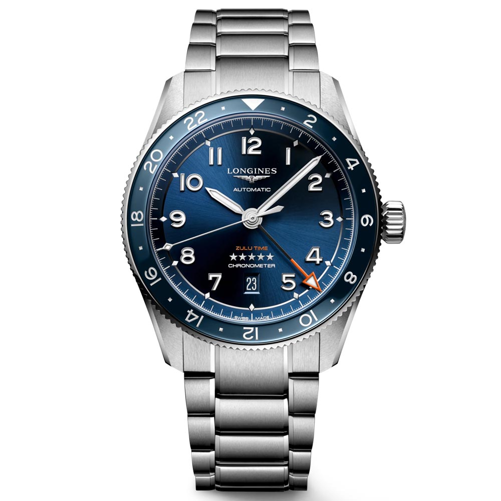 longines spirit zulu time gmt 42mm blue dial automatic gents watch