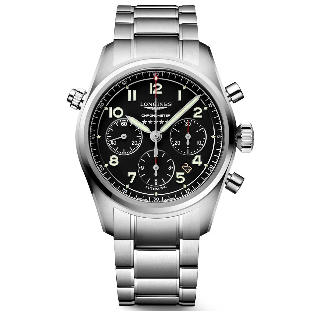 longines spirit 42mm black dial automatic chronograph gents watch