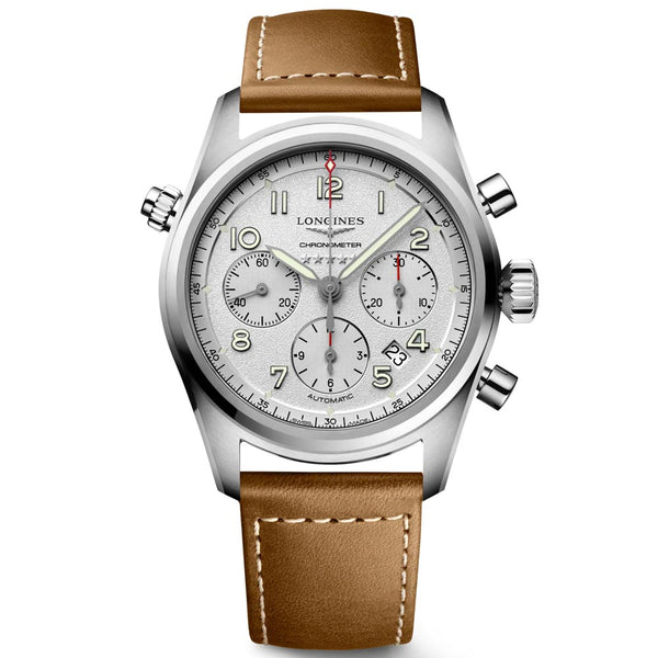 longines spirit chronograph 42mm silver dial automatic gents watch