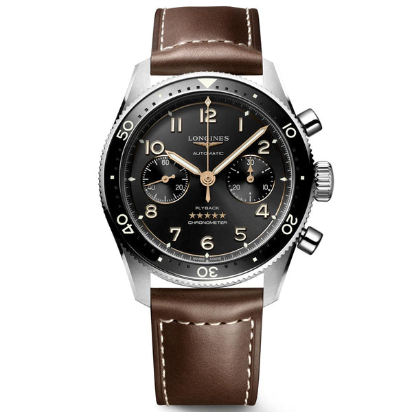 longines spirit flyback 42mm black dial automatic chronograph gents watch