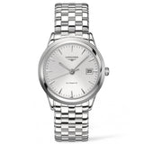 longines flagship 38.5mm silver dial automatic watch front facing upright image