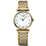 longines la grande classique 24mm mop diamond dot dial gold pvd steel ladies quartz watch