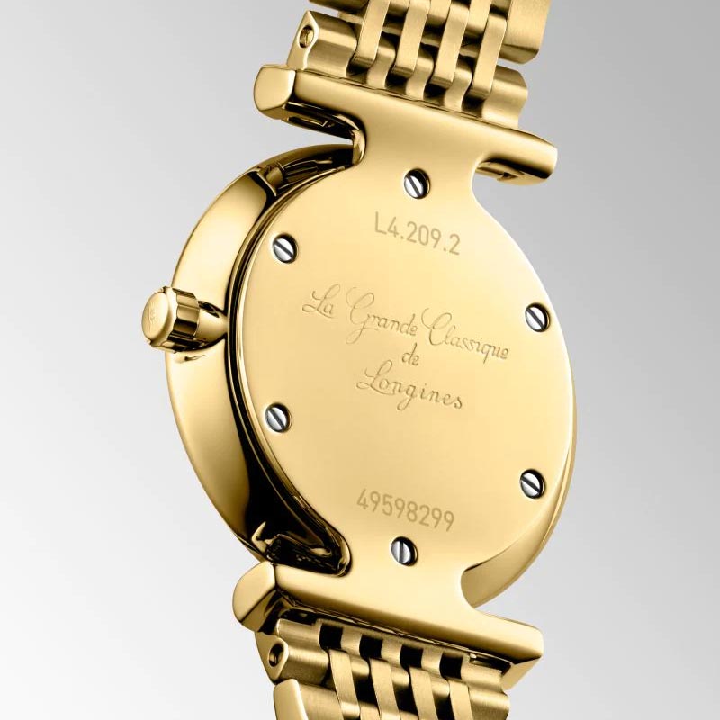 Longines La Grande Classique 24mm MOP Diamond Dot Dial Yellow PVD Steel Ladies Quartz Watch L4.209.2.87.8