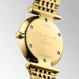 longines ladies la grande classique stainless steel diamond watch case back view