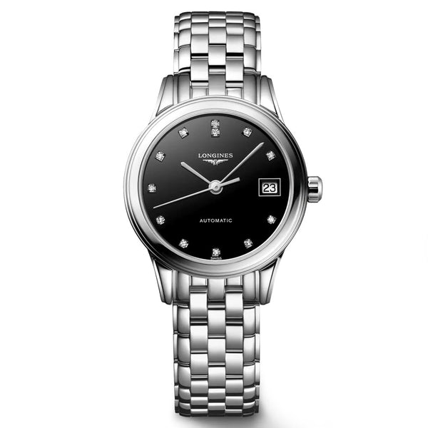 longines ladies flagship stainless steel automatic diamond watch