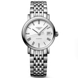 longines elegant collection 25.5mm white dial automatic ladies watch