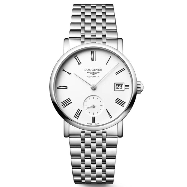 longines elegant collection 34.5mm white dial automatic ladies watch