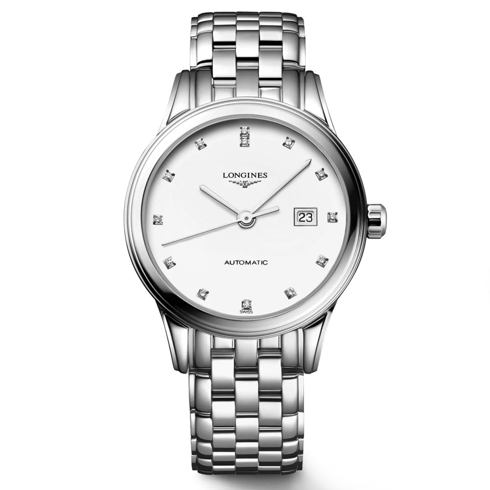 longines flagship 30mm white dial diamond automatic ladies watch
