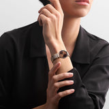 longines la grande classique 29mm brown dial rose pvd steel diamond ladies quartz watch model shot