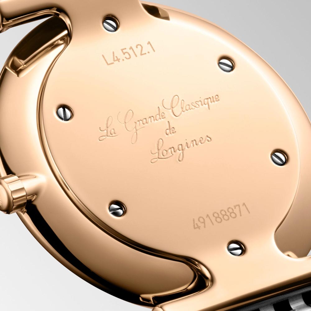Longines La Grande Classique 29mm MOP Diamond Dot Dial Red PVD Steel Ladies Quartz Watch L4.512.1.97.7