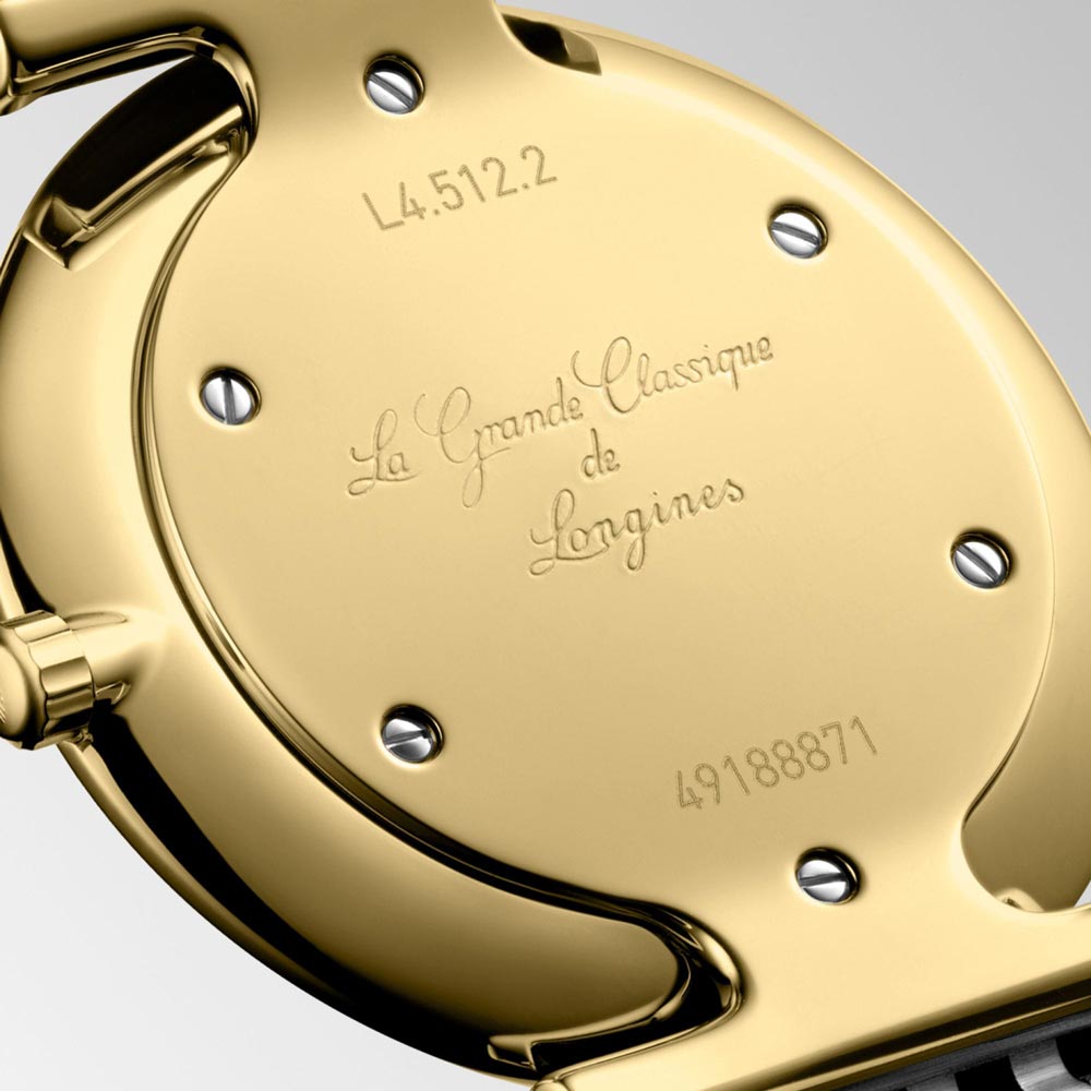 Longines La Grande Classique 29mm MOP Diamond Dot Dial Yellow PVD Steel Quartz Ladies Watch L4.512.2.87.7