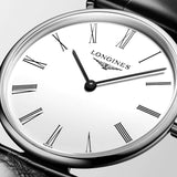 longines la grande classique 29mm white dial ladies quartz watch dial close up