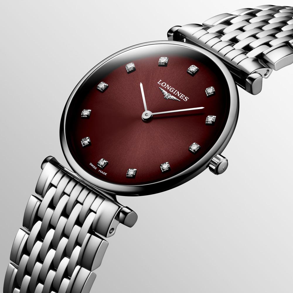 Longines La Grande Classique 29mm Bordeaux Dial Diamond Ladies Quartz Watch L4.512.4.91.6