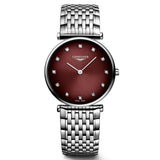 longines la grande classique 29mm bordeaux dial diamond ladies quartz watch