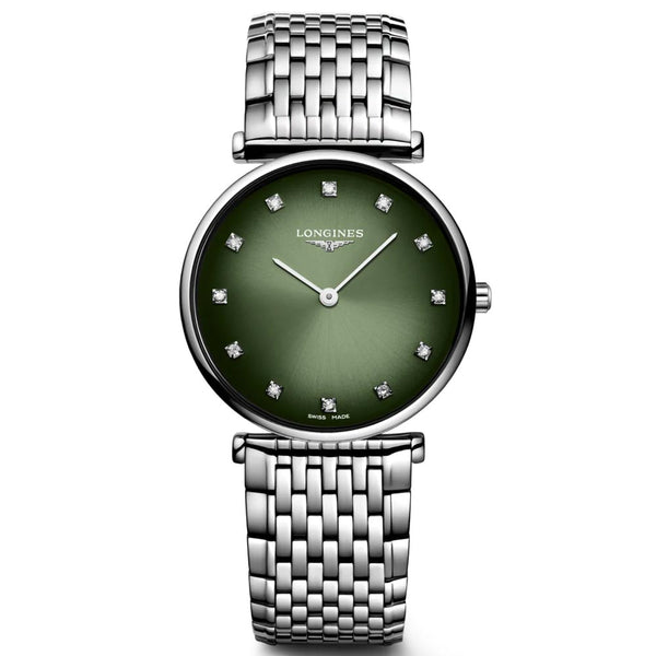 Longines La Grande Classique 29mm Green Dial Diamond Ladies Quartz Watch L4.512.4.92.6