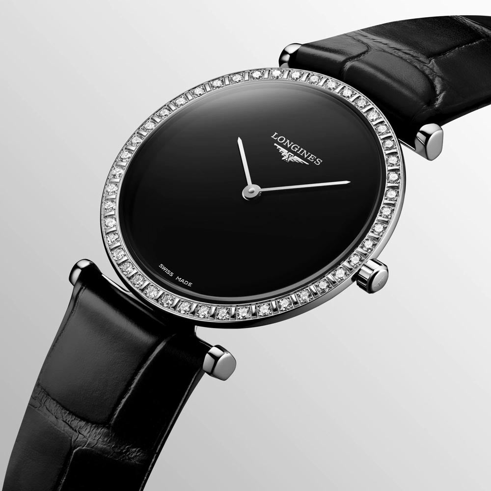 Longines La Grande Classique 29mm Black Dial Diamond Ladies Quartz Watch L4.523.0.50.2