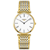 Longines La Grande Classique 36mm White Dial Gold PVD Steel Quartz Watch L4.755.2.11.7