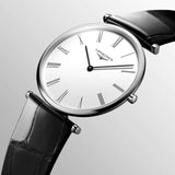 longines la grande classique 36mm white dial ladies quartz watch dial close up