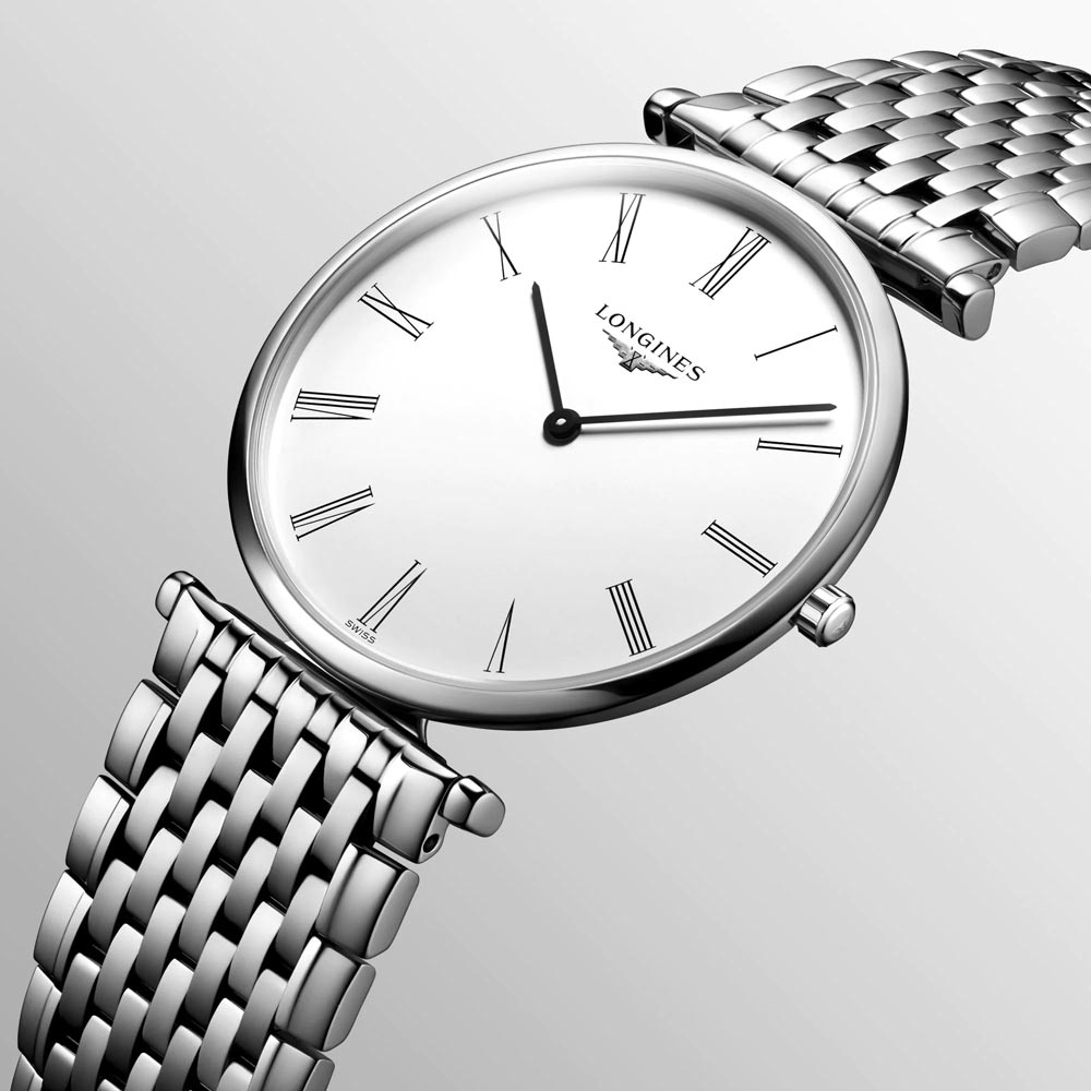 longines la grande classique 36mm white dial quartz watch dial close up