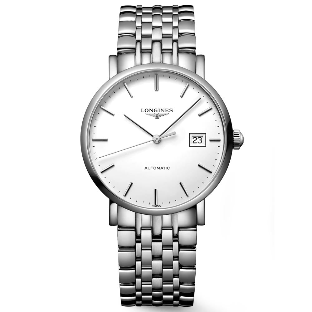 longines elegant collection 37mm white dial automatic watch
