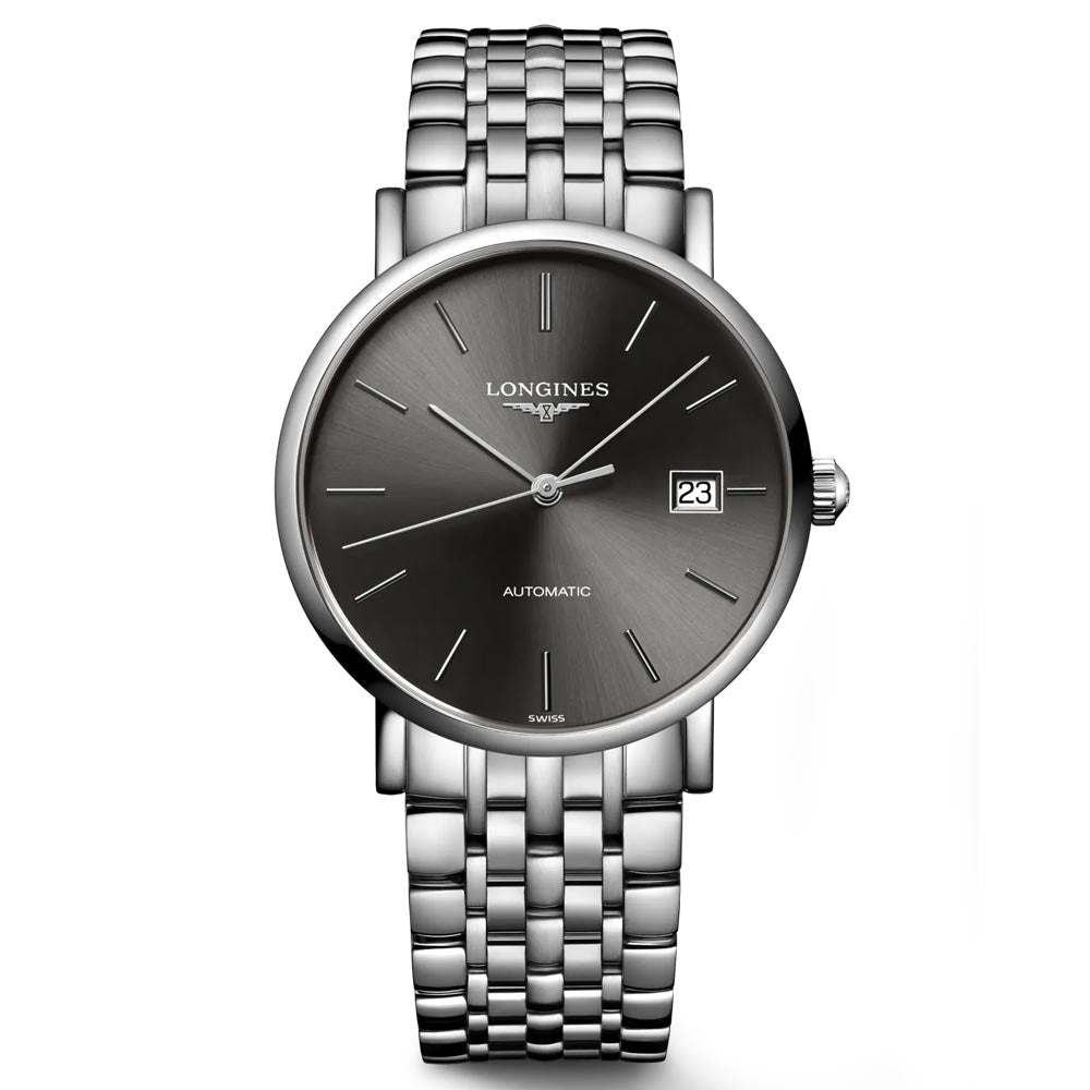 longines elegant collection 37mm grey dial automatic watch