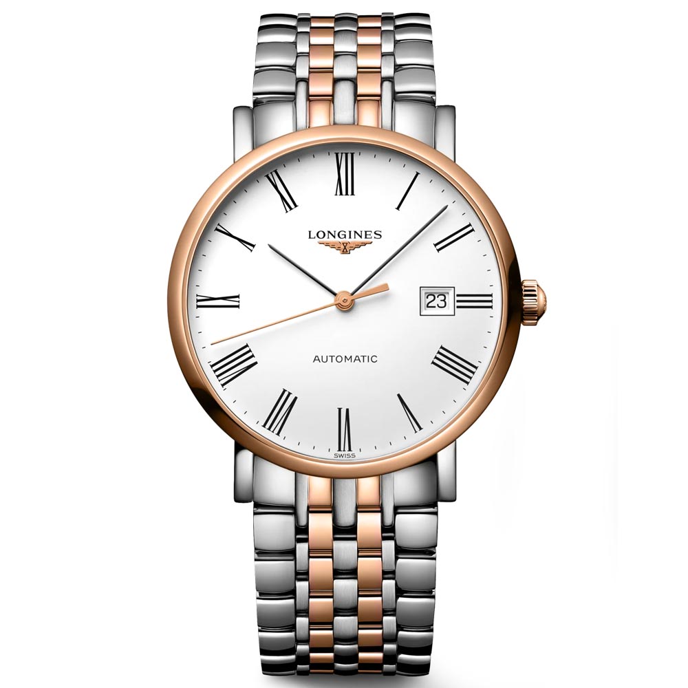 Longines Elegant Collection 39mm White Dial 18ct Rose Gold Capped Steel Automatic Watch L4.910.5.11.7