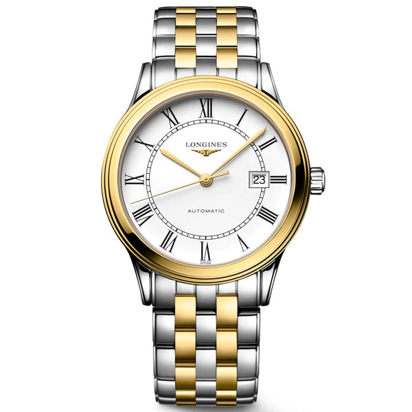 Longines Flagship 40mm White Dial Gold PVD Steel Automatic Gents Watch L4.984.3.21.7