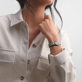 longines primaluna 26.5mm silver dial ladies quartz watch model shot