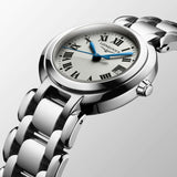longines primaluna 26.5mm silver dial ladies quartz watch lug view