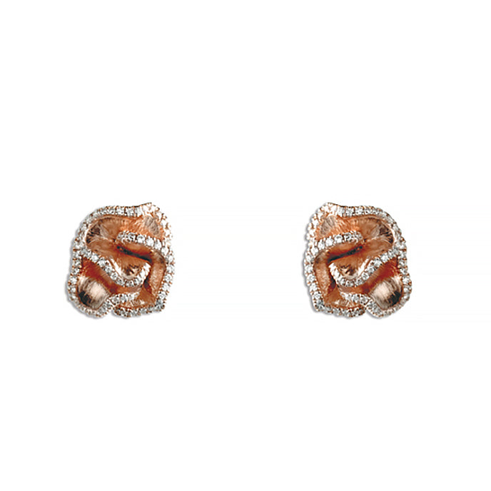 18ct Rose Gold 0.35ct Diamond Abstract Rose Earrings