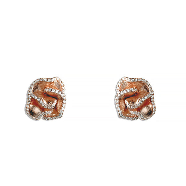 18ct Rose Gold 0.35ct Diamond Abstract Rose Earrings Image