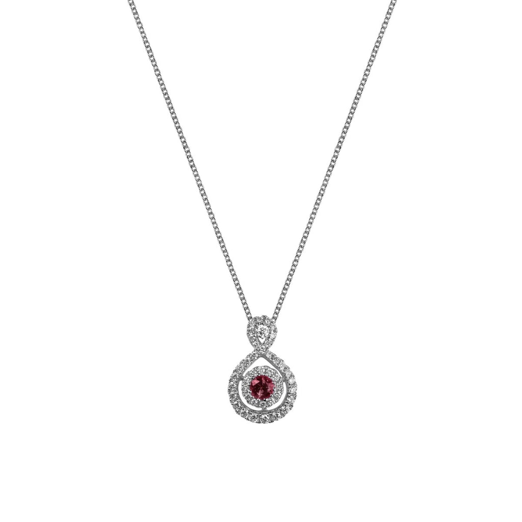 18ct White Gold 0.15ct Ruby And 0.23ct Diamond Pendant