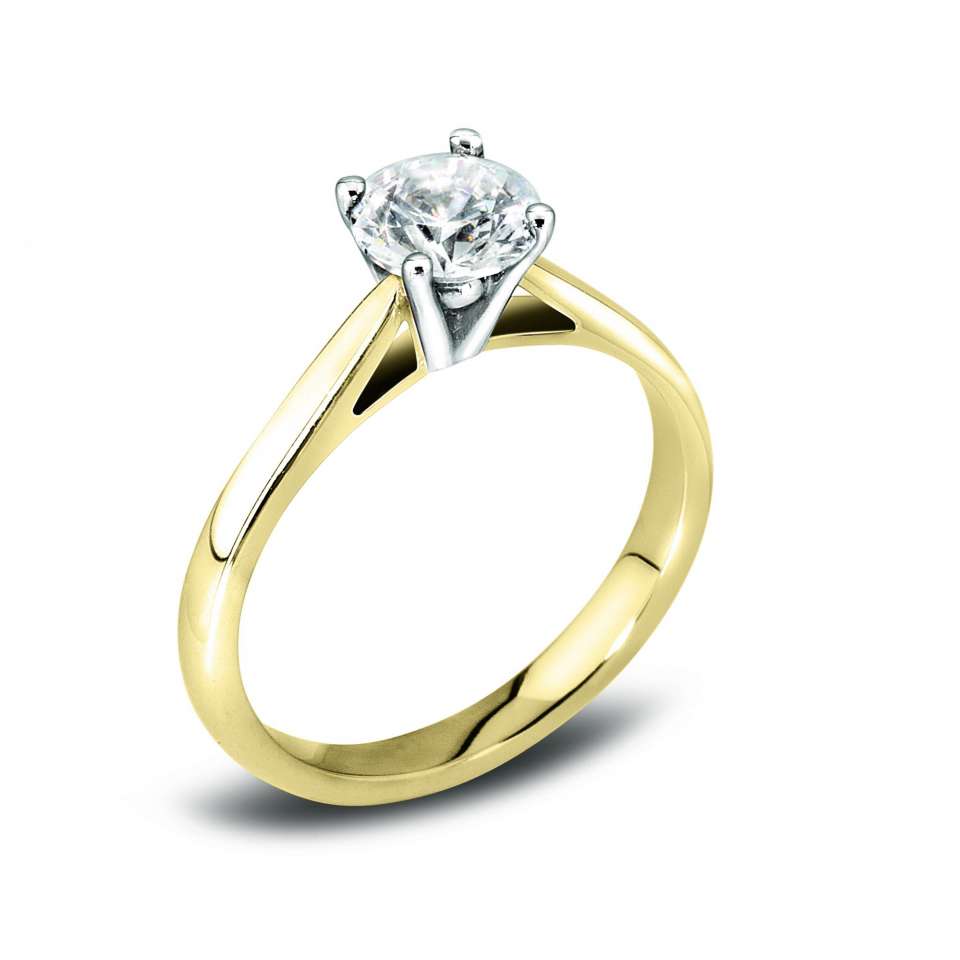 The Malva 18ct Yellow Gold And Platinum Round Brilliant Cut Diamond Solitaire Engagement Ring