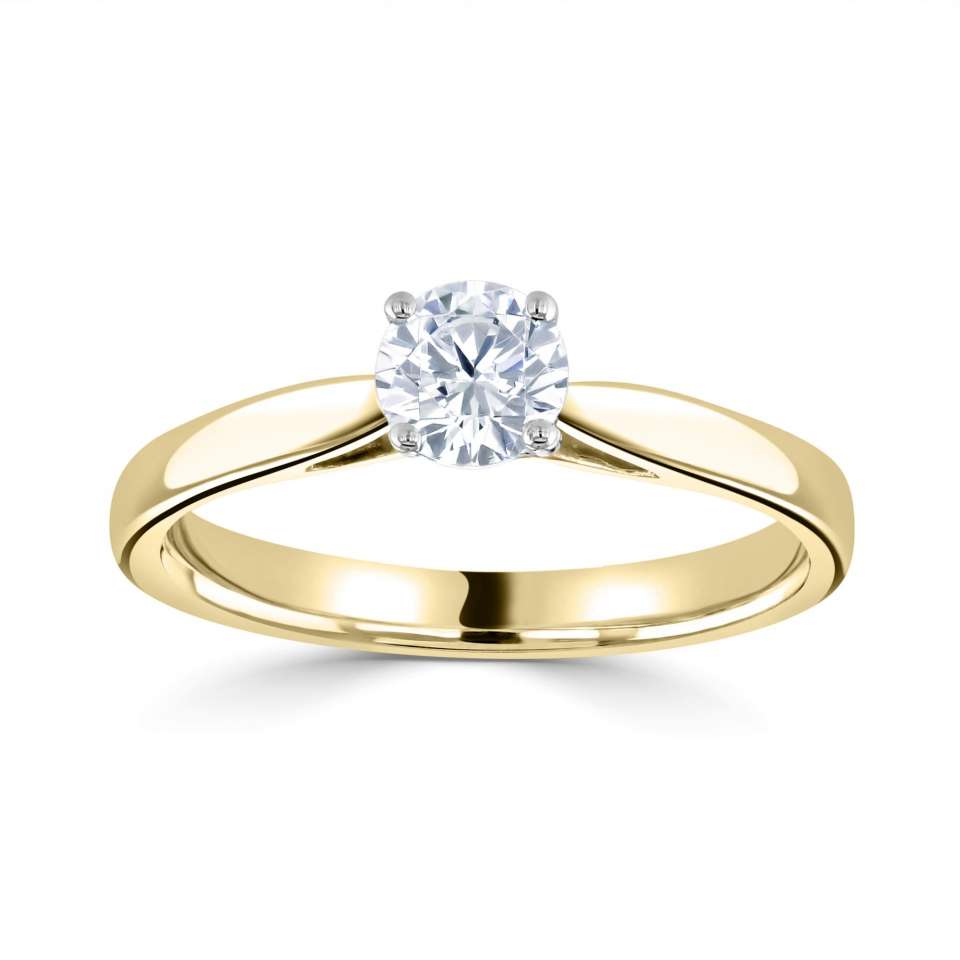 The Malva 18ct Yellow Gold And Platinum Round Brilliant Cut Diamond Solitaire Engagement Ring