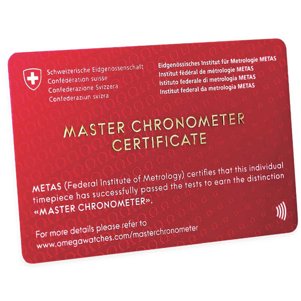 generic omega master chronometer certificate card 