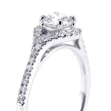 Platinum 0.75ct Round Brilliant Cut Diamond Engagement Ring With Diamond Halo And Shoulders