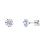 18ct White Gold 0.34ct Moonstone And 0.17ct Diamond Halo Stud Earrings