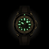 breitling superocean 44mm brown dial bronze automatic gents watch in the dark shot