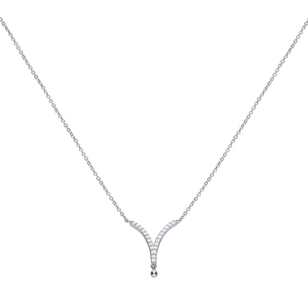 Sterling Silver V Shaped Cubic Zirconia Diamonfire Necklace N4248