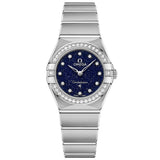 omega constellation 25mm blue dial diamond ladies quartz watch