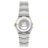 omega constellation 25mm mop dial 18ct yellow gold & steel diamond ladies quartz watch case back view