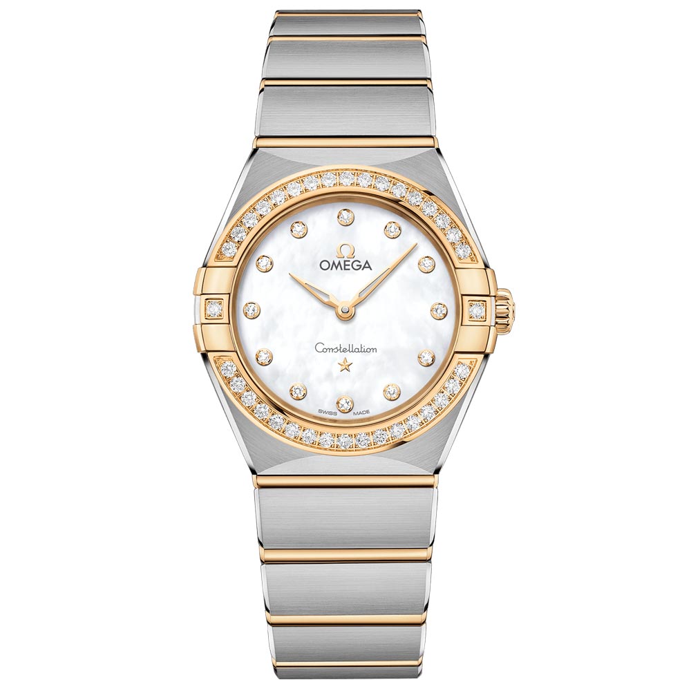 OMEGA Constellation 28mm MOP Dial 18ct Yellow Gold & Steel Diamond Ladies Quartz Watch 13125286055002