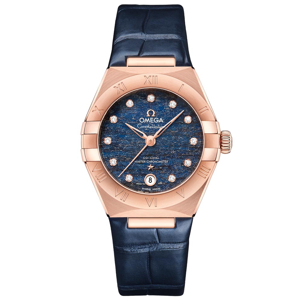 OMEGA Constellation 29mm Blue Dial 18ct Rose Gold Diamond Ladies Automatic Watch 13153292099001