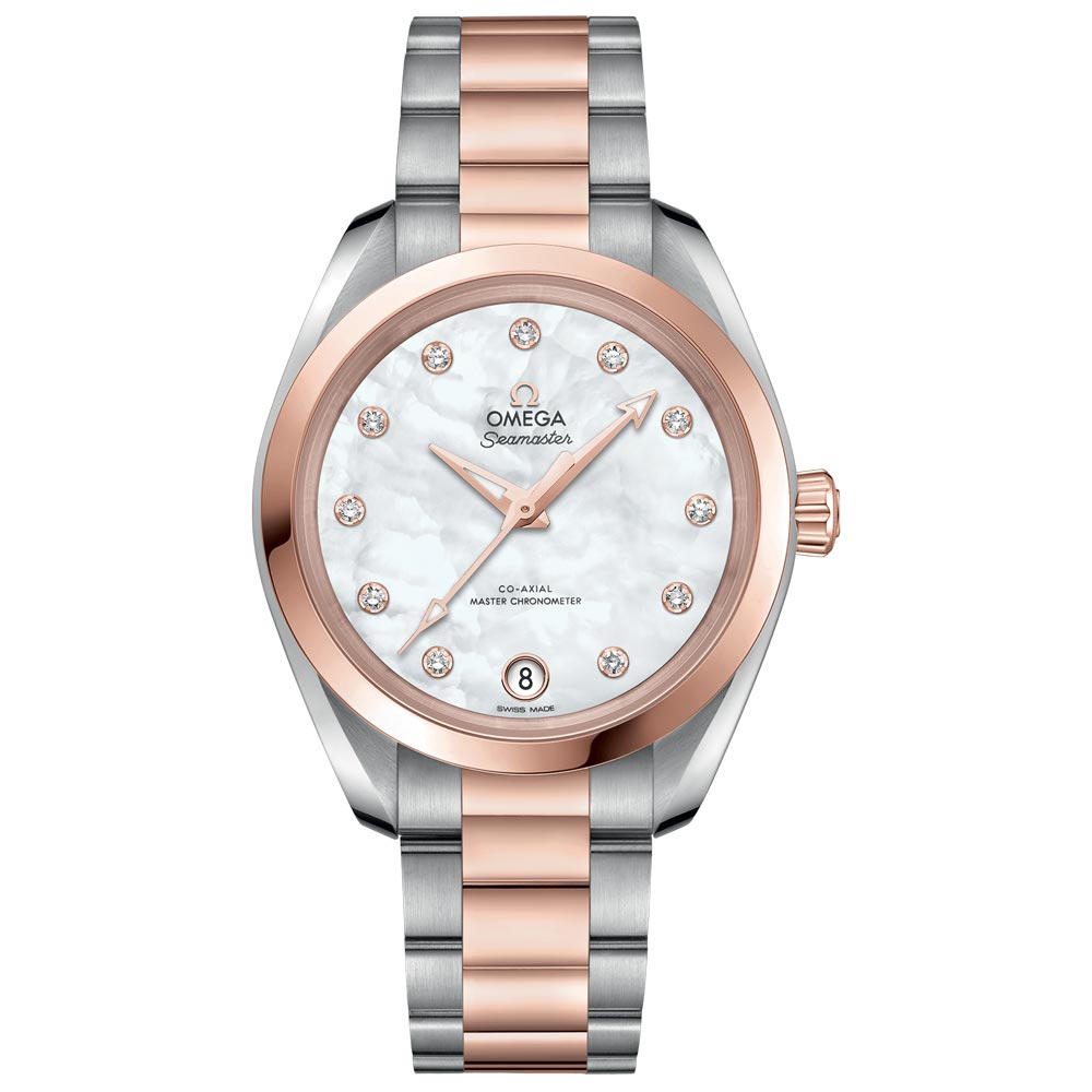 OMEGA Seamaster Aqua Terra 34mm MOP Dial 18ct Rose Gold & Steel Diamond Ladies Automatic Watch 22020342055001
