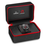 omega speedmaster dark side of the moon chronograph team alinghi black dial ceramic watch in presentation box