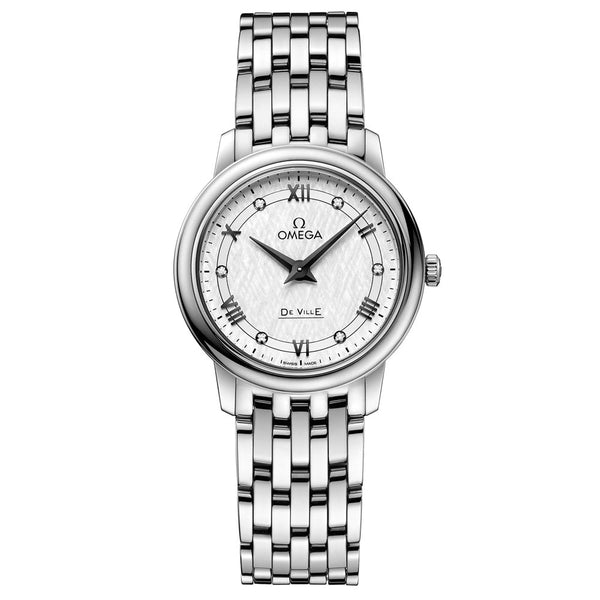 omega de ville prestige 27.4mm silver dial diamond ladies quartz watch