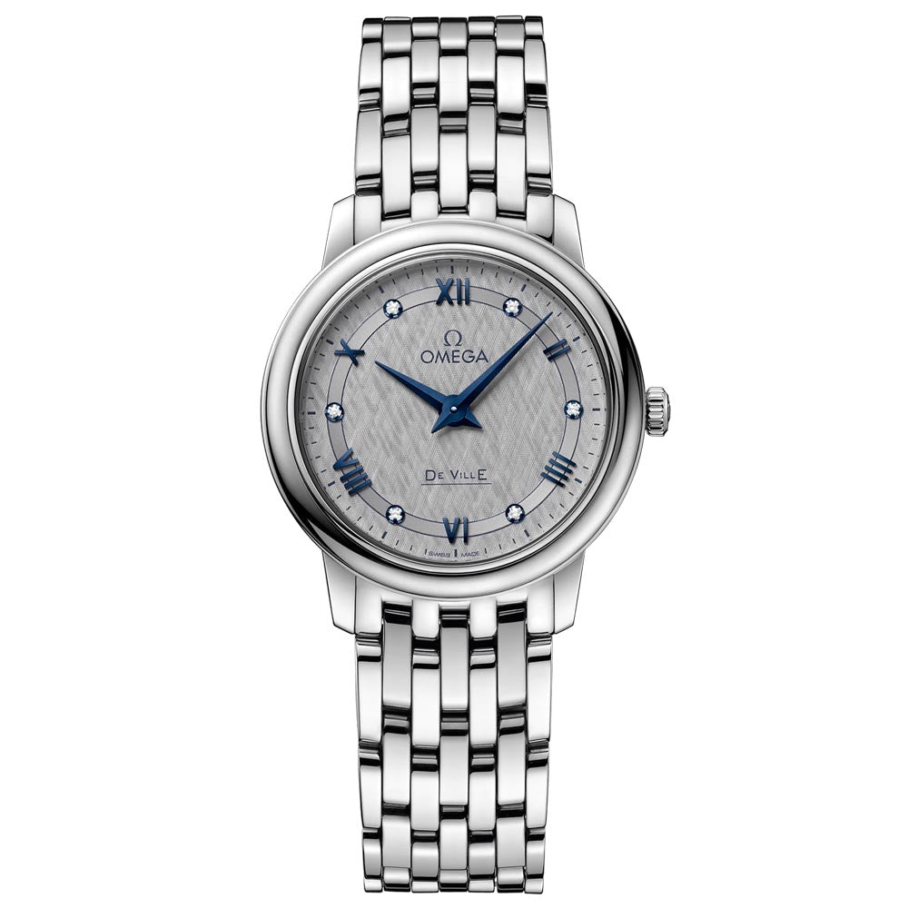 OMEGA De Ville Prestige 27.4mm Grey Dial Diamond Ladies Quartz Watch 42410276056002
