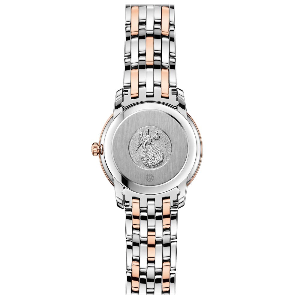 OMEGA De Ville Prestige 27.4mm Silver Dial 18ct Red Gold & Steel Diamond Ladies Quartz Watch 42420276052003