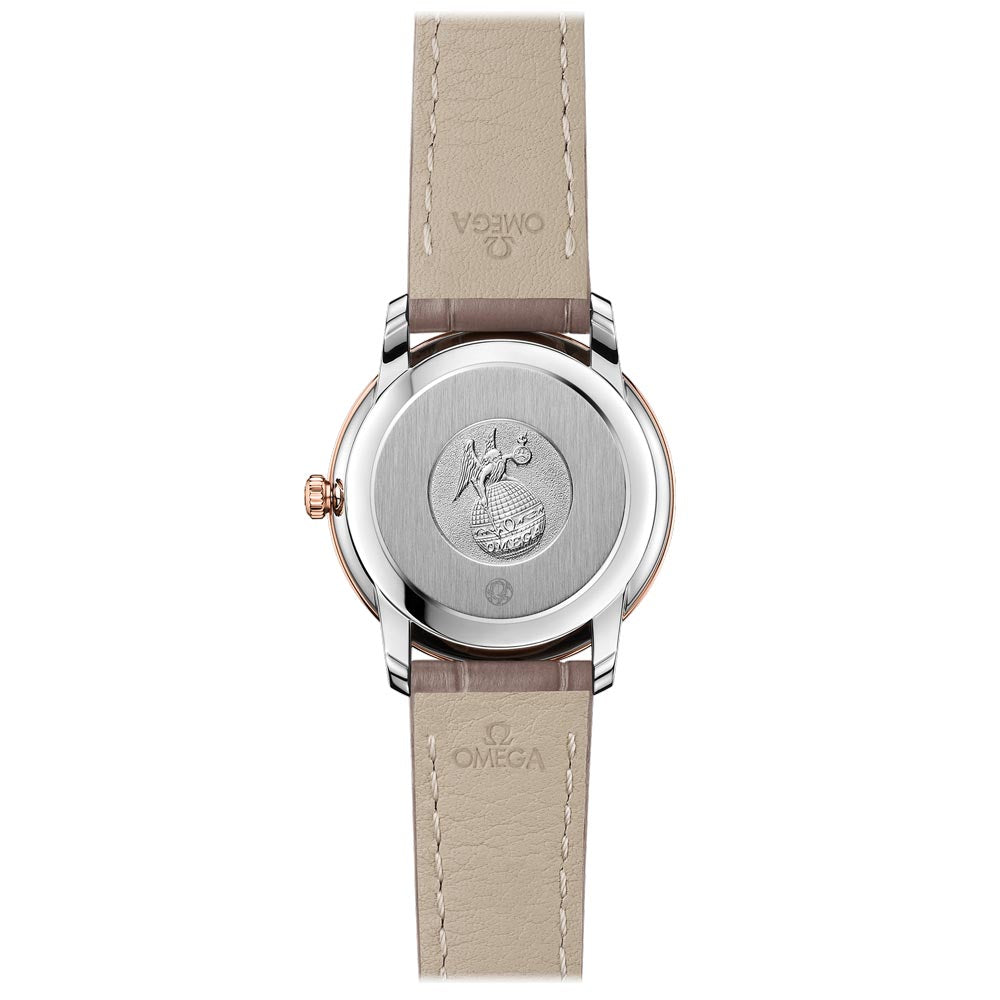 OMEGA De Ville Prestige 27.4mm Silver Dial Steel & 18ct Rose Gold Diamond Ladies Quartz Watch 42423276052001